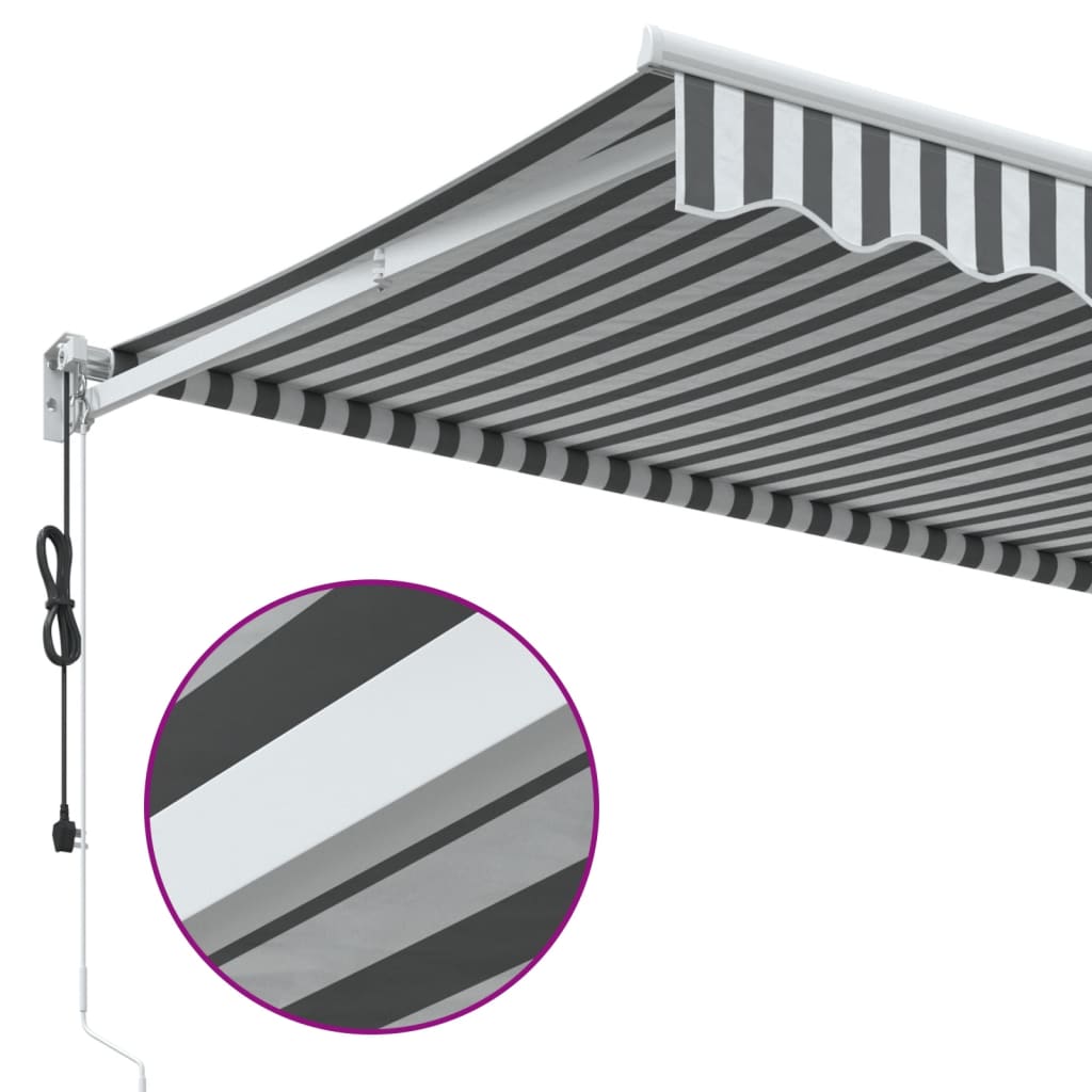 Luifel uittrekbaar 3,5x2,5 m stof en aluminium antraciet en wit
