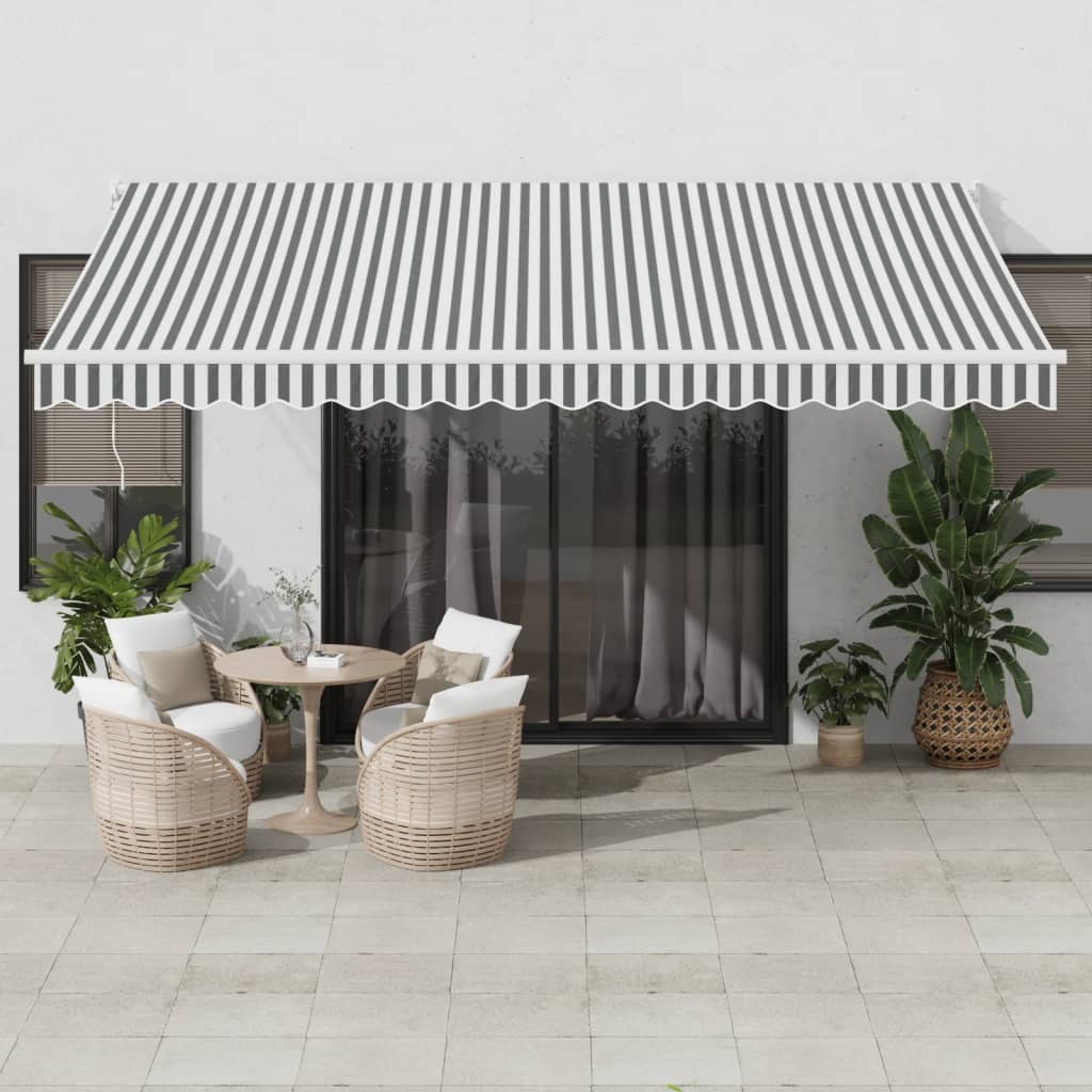 Luifel Uittrekbaar 4,5X3 M Stof En Aluminium Antraciet En Wit Anthracite And White (White Frame) 4.5 x 3 m
