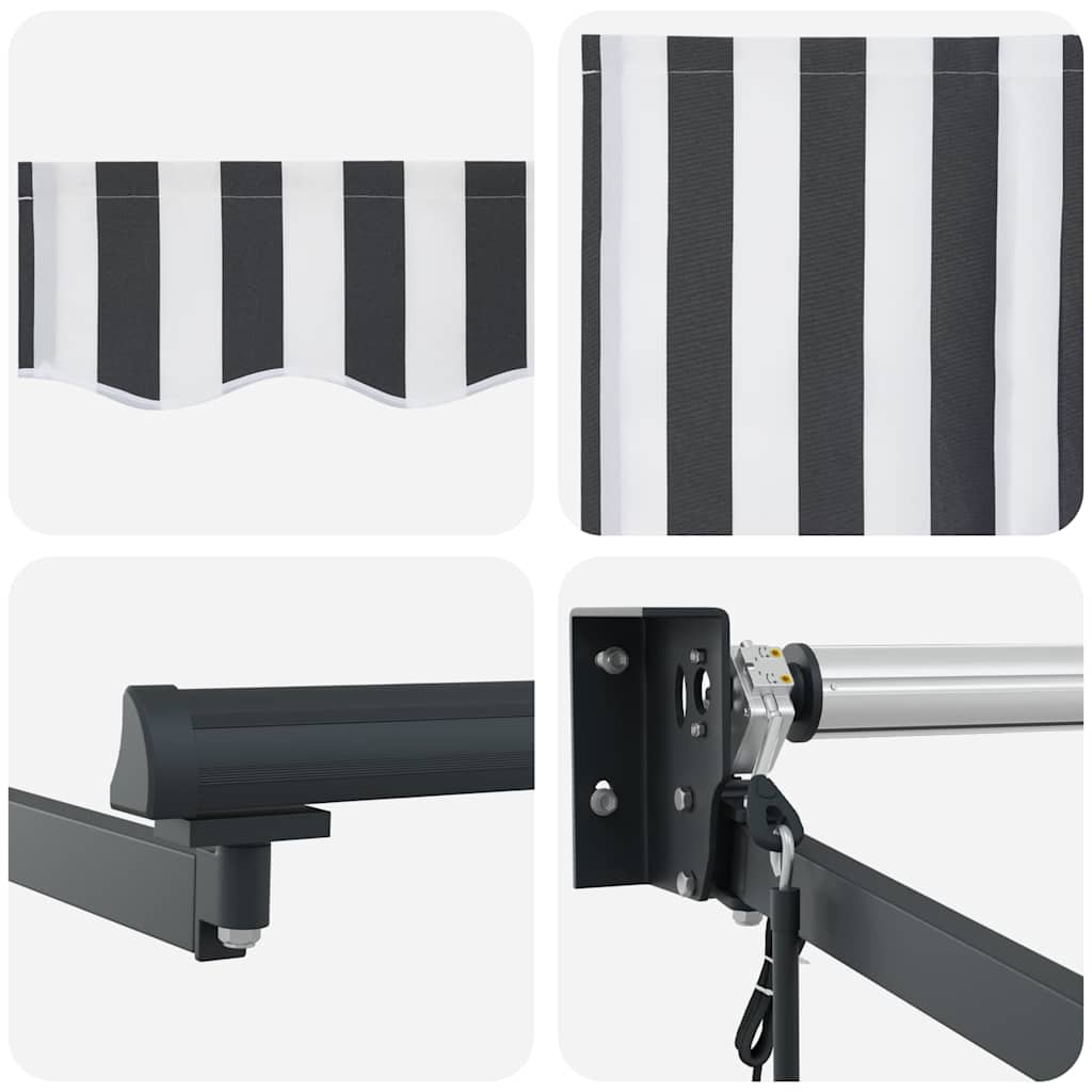 Luifel Uittrekbaar 3X2,5 M Stof En Aluminium En Antraciet En Wit (Lijst Antraciet) 3 x 2.5 m
