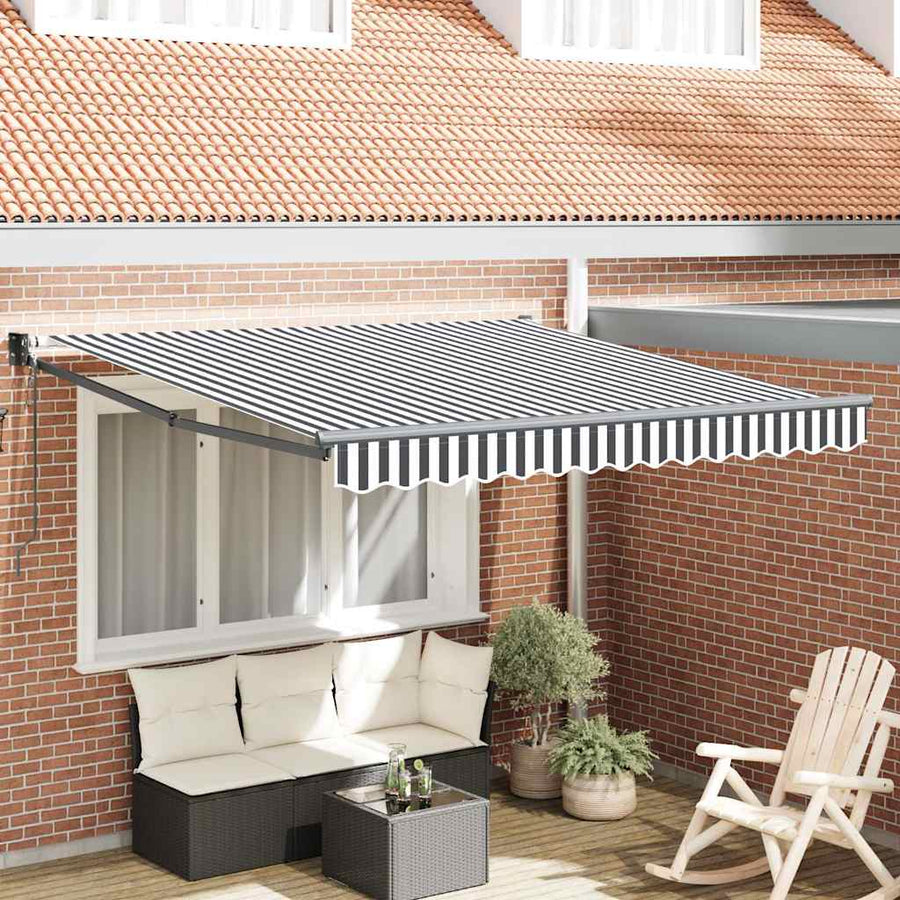 Luifel Uittrekbaar 3X2,5 M Stof En Aluminium En Antraciet En Wit (Lijst Antraciet) 3 x 2.5 m