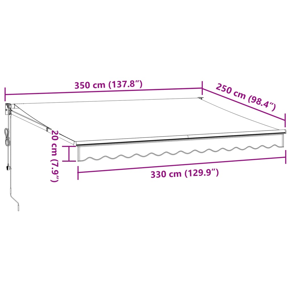 Luifel Uittrekbaar 3,5X2,5 M Stof En Aluminium En Wit 3.5 x 2.5 m Antraciet en zwart