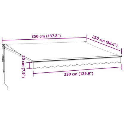 Luifel Uittrekbaar 3,5X2,5 M Stof En Aluminium En Wit 3.5 x 2.5 m Antraciet en zwart