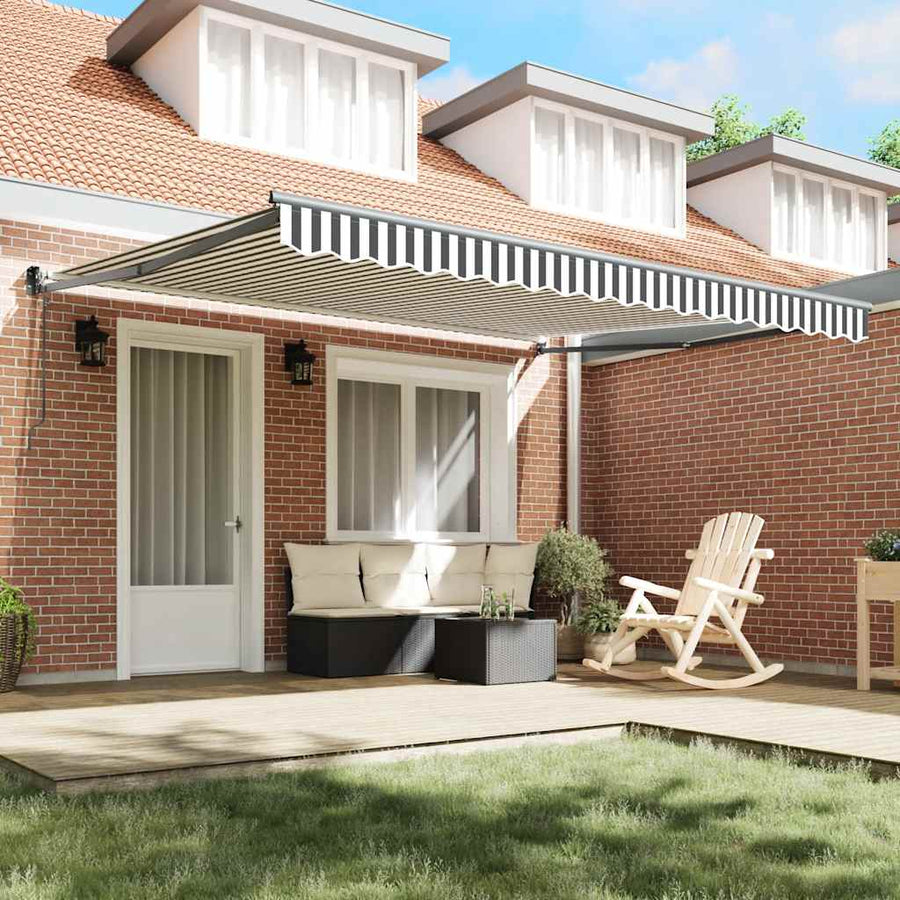 Luifel Uittrekbaar Stof En Aluminium En Antraciet En Wit (Lijst Antraciet) 4 x 3 m
