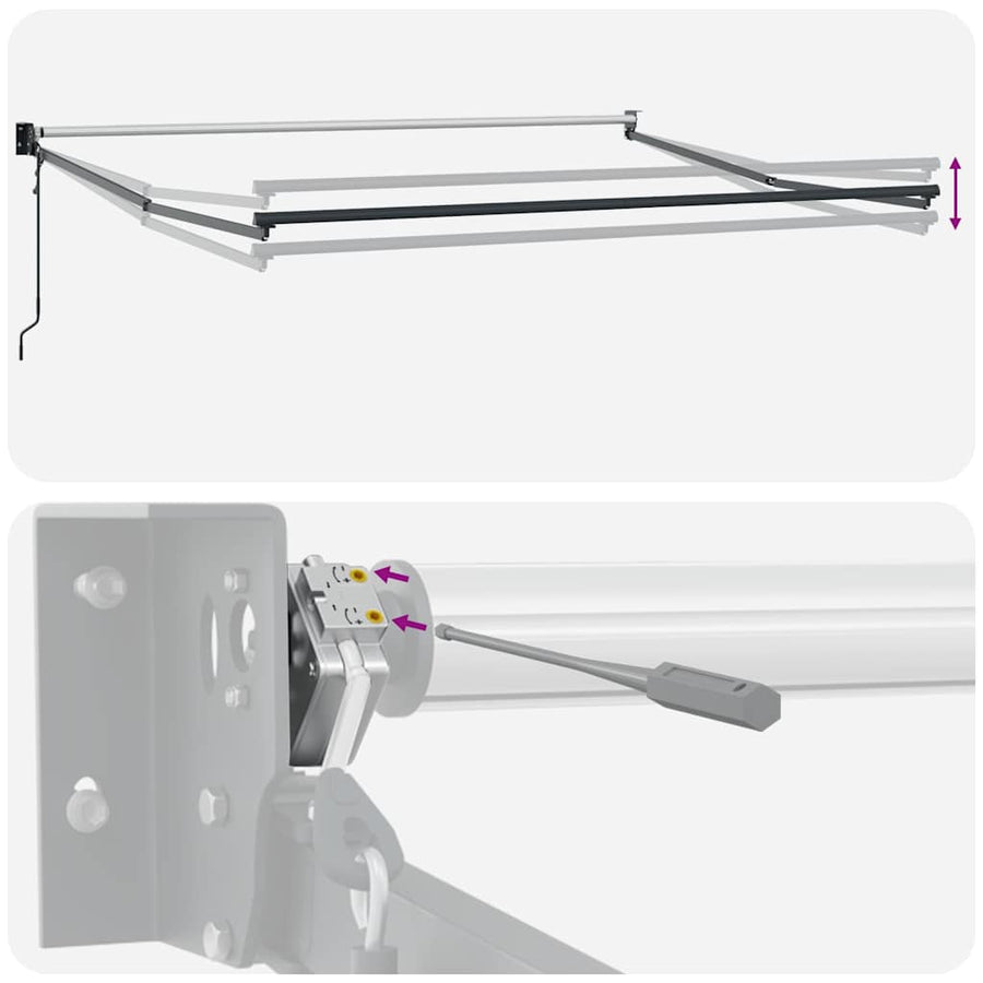 Luifel Uittrekbaar Stof En Aluminium En Antraciet En Wit (Lijst Antraciet) 4 x 3 m