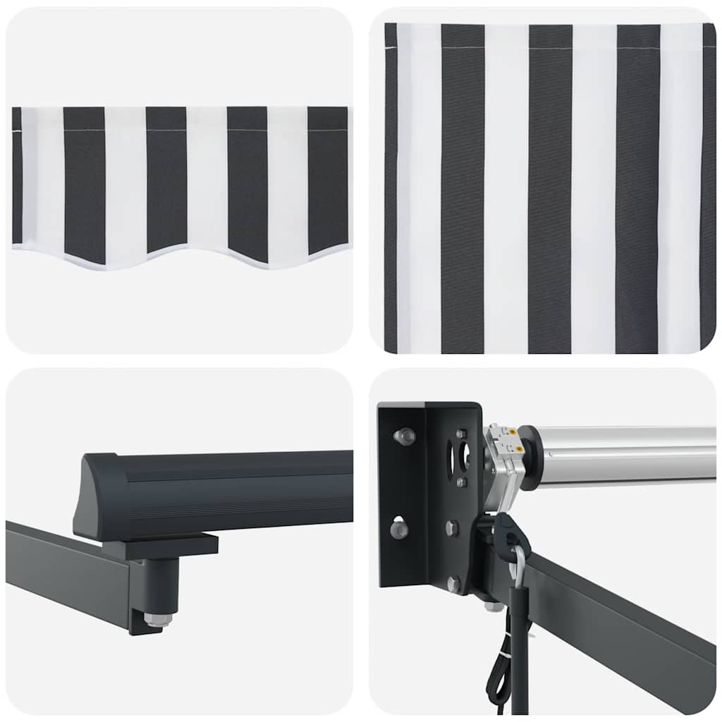 Luifel Uittrekbaar Stof En Aluminium En Antraciet En Wit (Lijst Antraciet) 4 x 3 m
