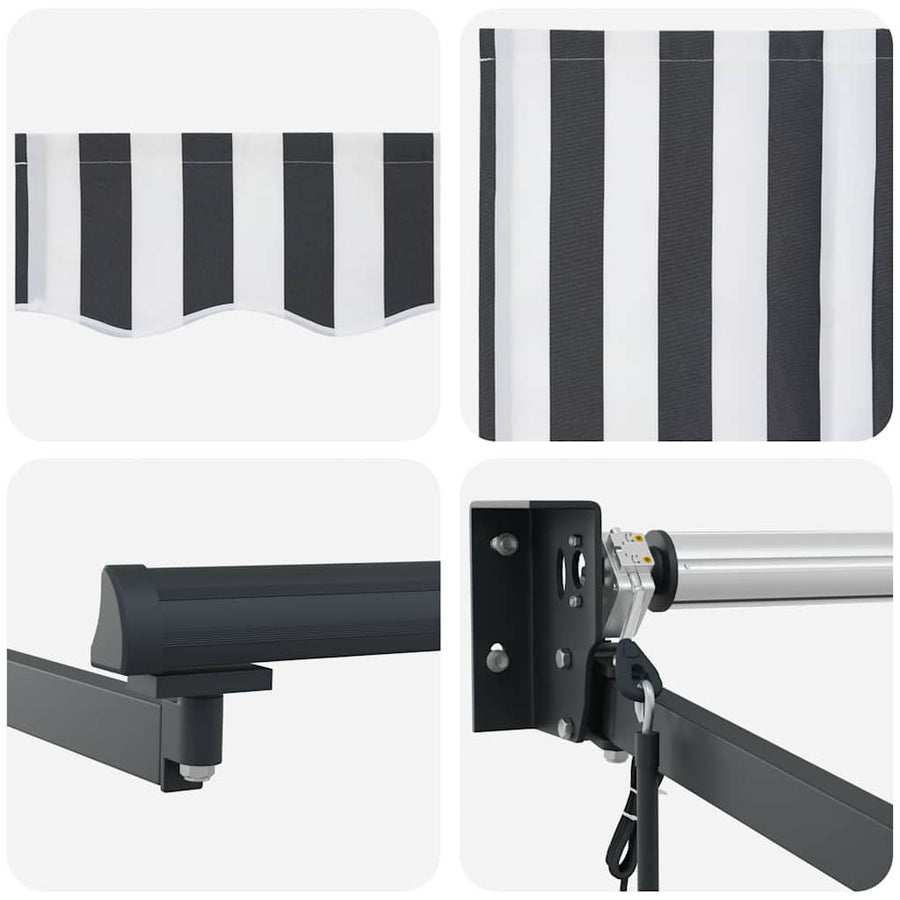 Luifel Uittrekbaar Stof En Aluminium En Antraciet En Wit (Lijst Antraciet) 4 x 3 m