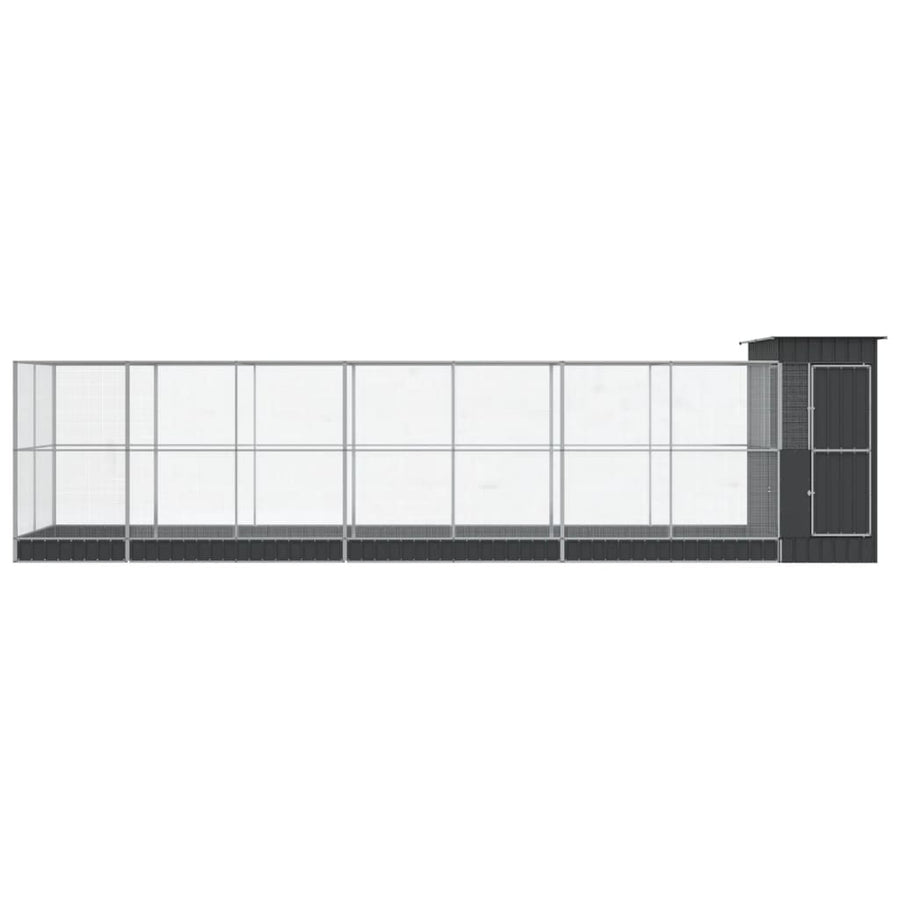 Volière met verlengstuk 830x203x216 cm staal zilverkleurig