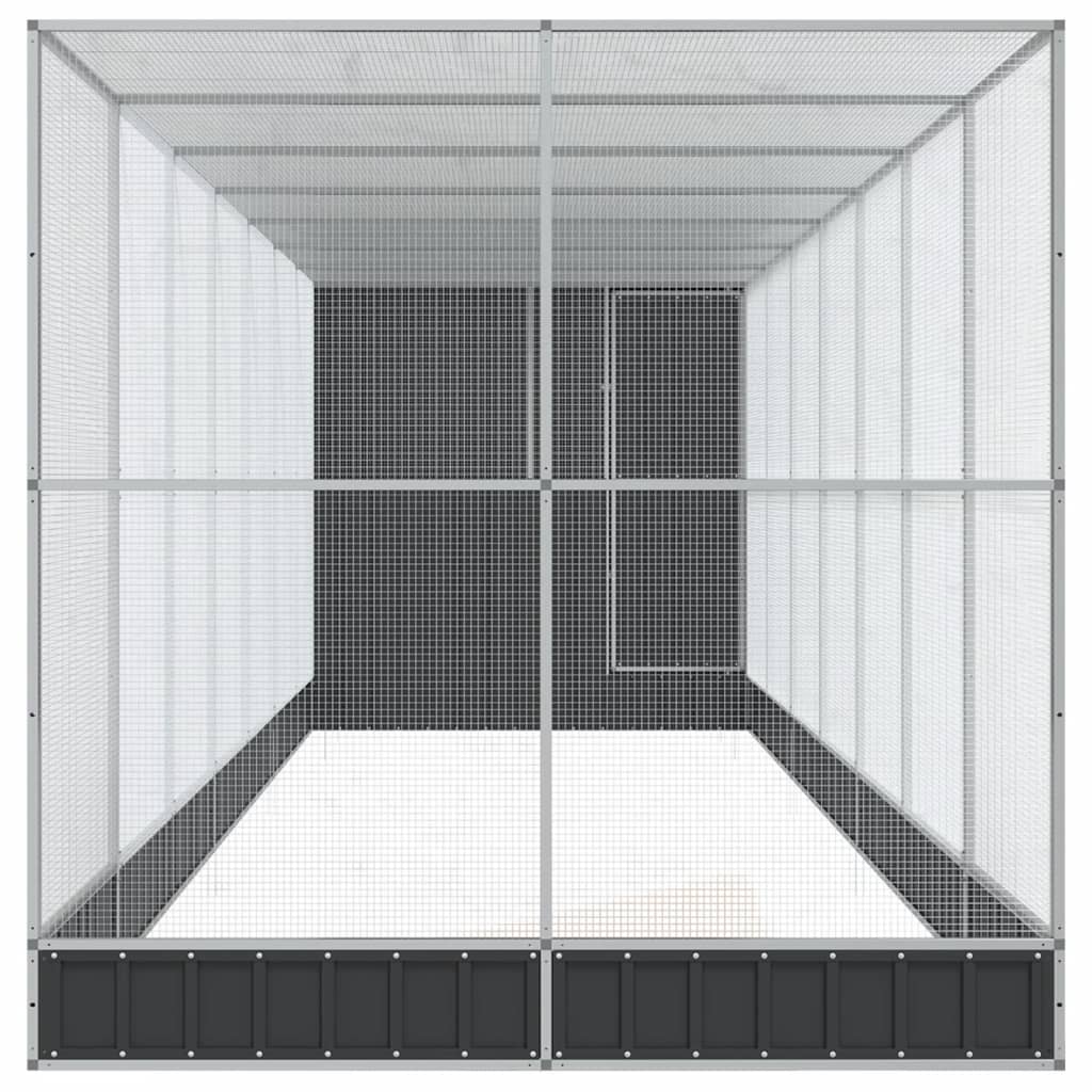 Volière met verlengstuk 830x203x216 cm staal zilverkleurig