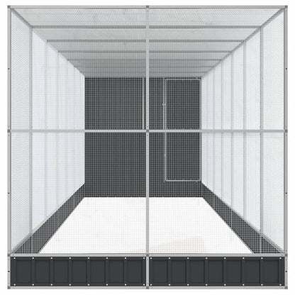 Volière met verlengstuk 830x203x216 cm staal zilverkleurig