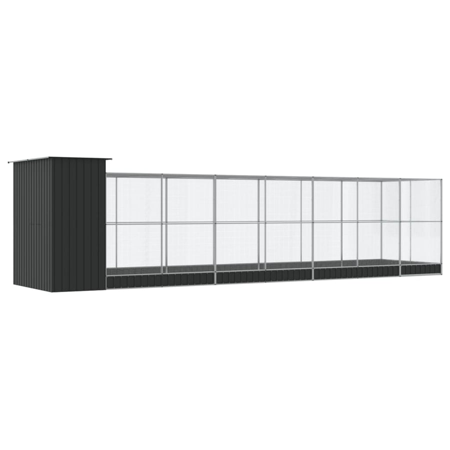 Volière met verlengstuk 830x203x216 cm staal zilverkleurig