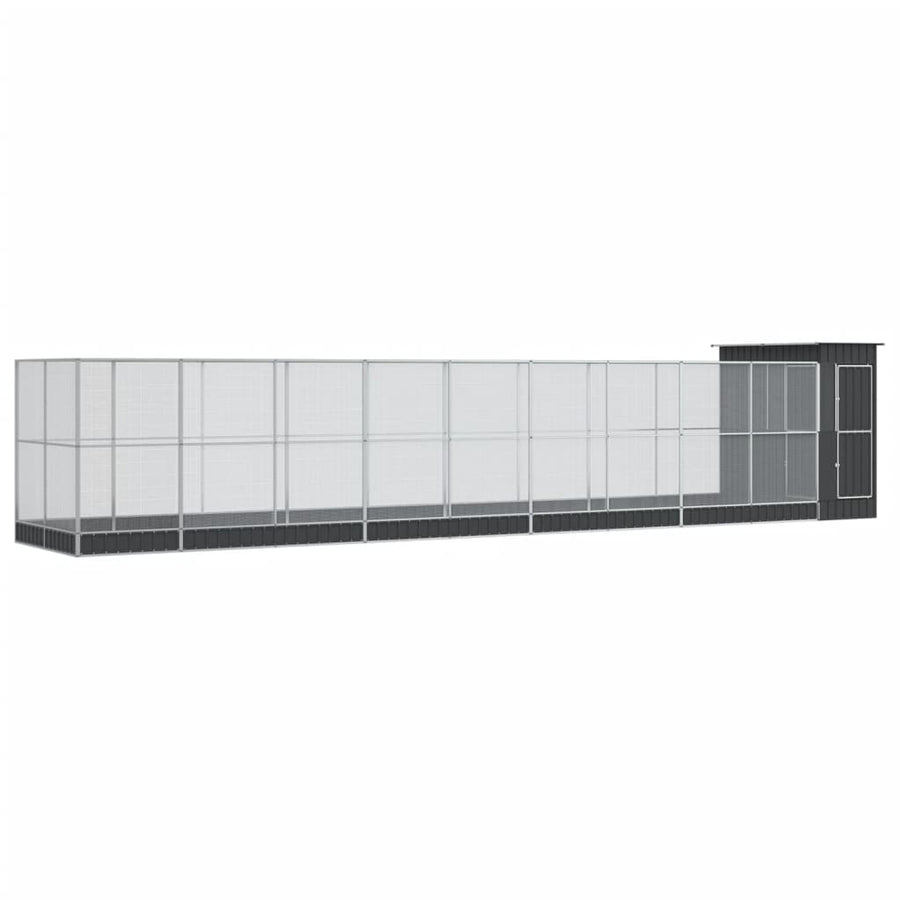 Volière met verlengstuk 1037x203x216 cm staal zilverkleurig