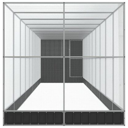 Volière met verlengstuk 1037x203x216 cm staal zilverkleurig