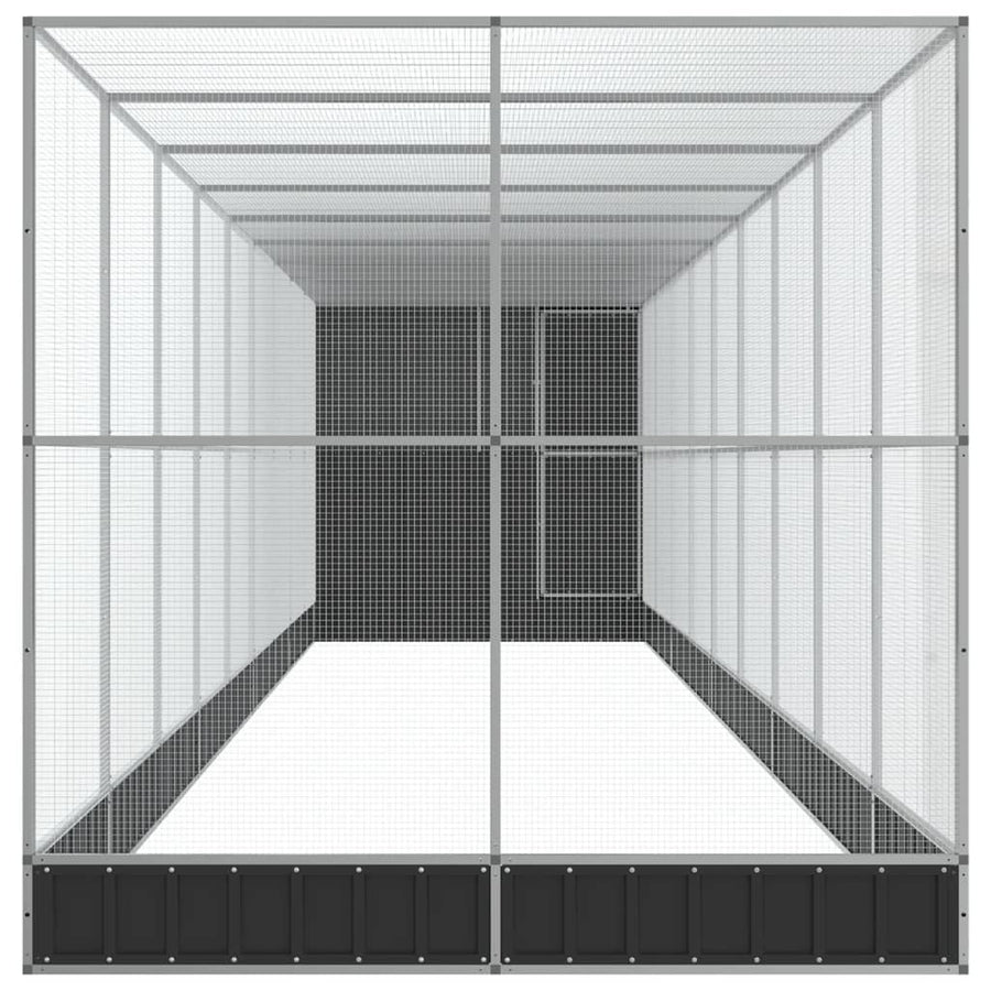 Volière met verlengstuk 1037x203x216 cm staal zilverkleurig
