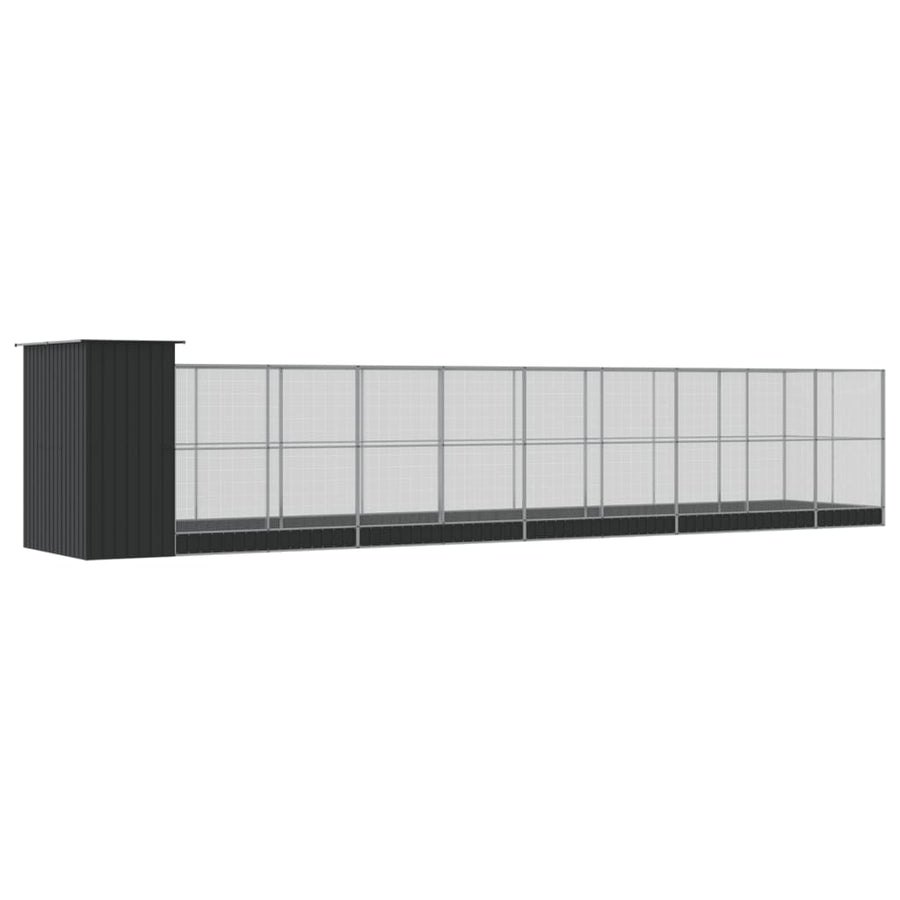 Volière met verlengstuk 1037x203x216 cm staal zilverkleurig