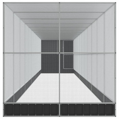 Volière met verlengstuk 1244x203x216 cm staal zilverkleurig