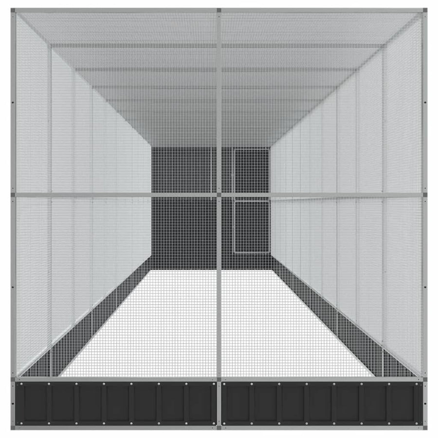 Volière met verlengstuk 1244x203x216 cm staal zilverkleurig