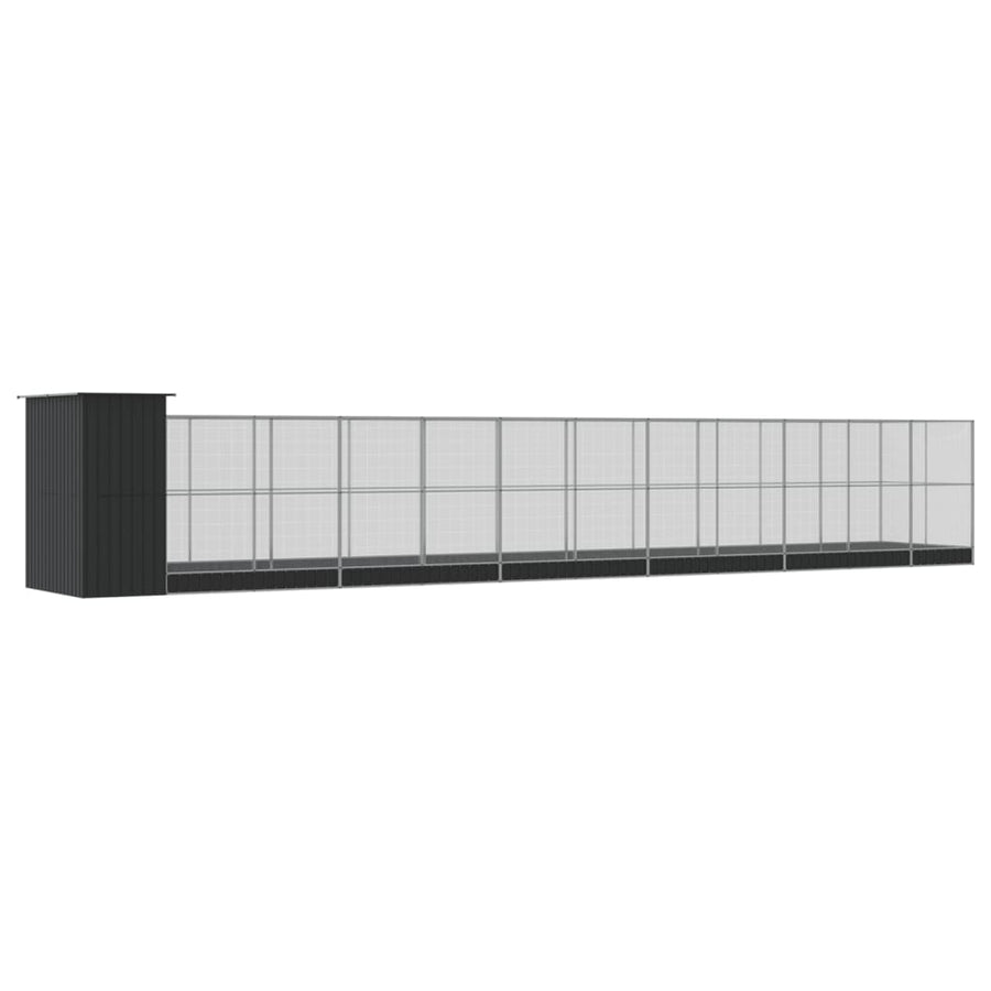 Volière met verlengstuk 1244x203x216 cm staal zilverkleurig