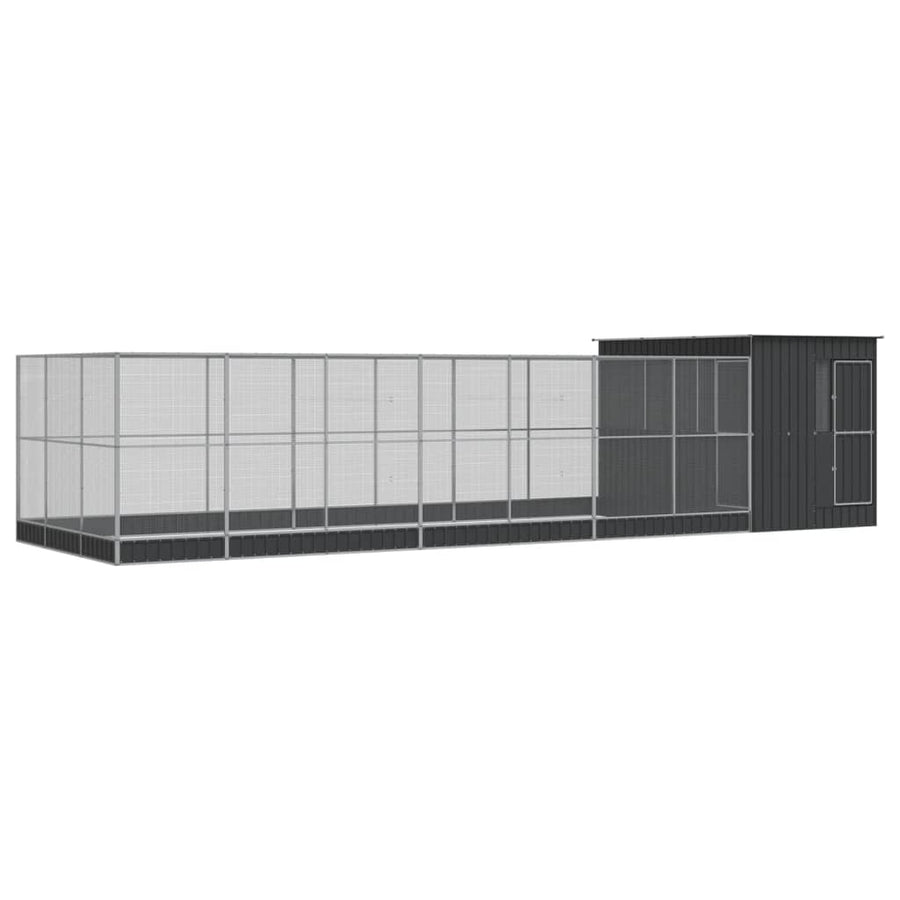 Volière met verlengstuk 911x303x216 cm staal zilverkleurig