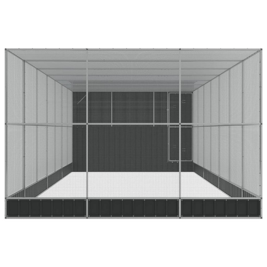 Volière met verlengstuk 911x303x216 cm staal zilverkleurig
