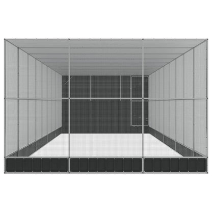 Volière met verlengstuk 1118x303x216 cm staal zilverkleurig