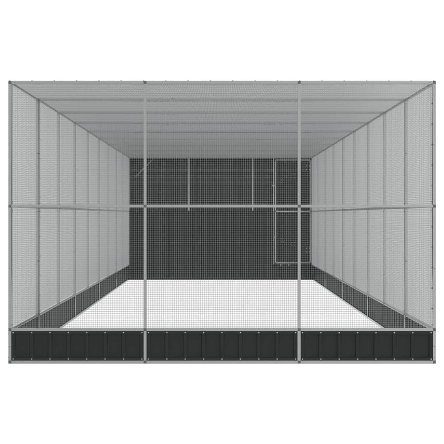 Volière met verlengstuk 1118x303x216 cm staal zilverkleurig