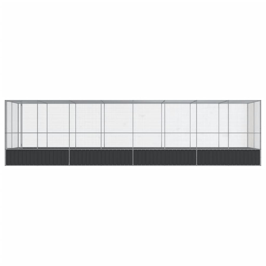 Volière met verlengstuk 832x207x212 m staal zilverkleurig