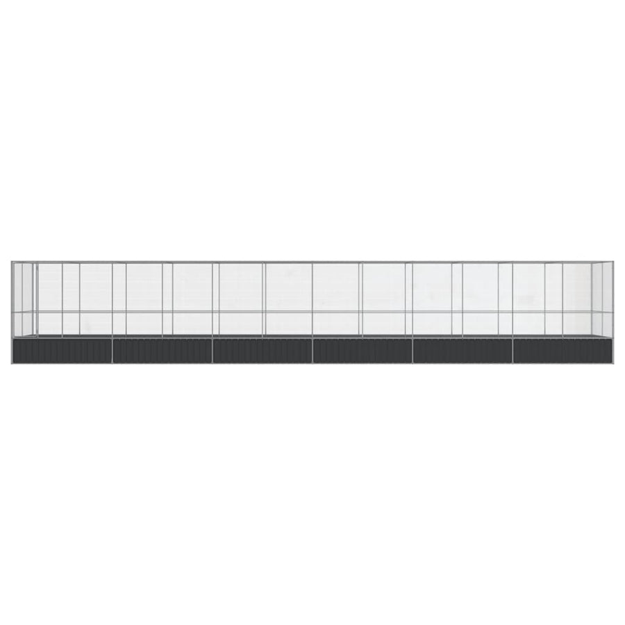 Volière met verlengstuk 1246x207x212 m staal zilverkleurig
