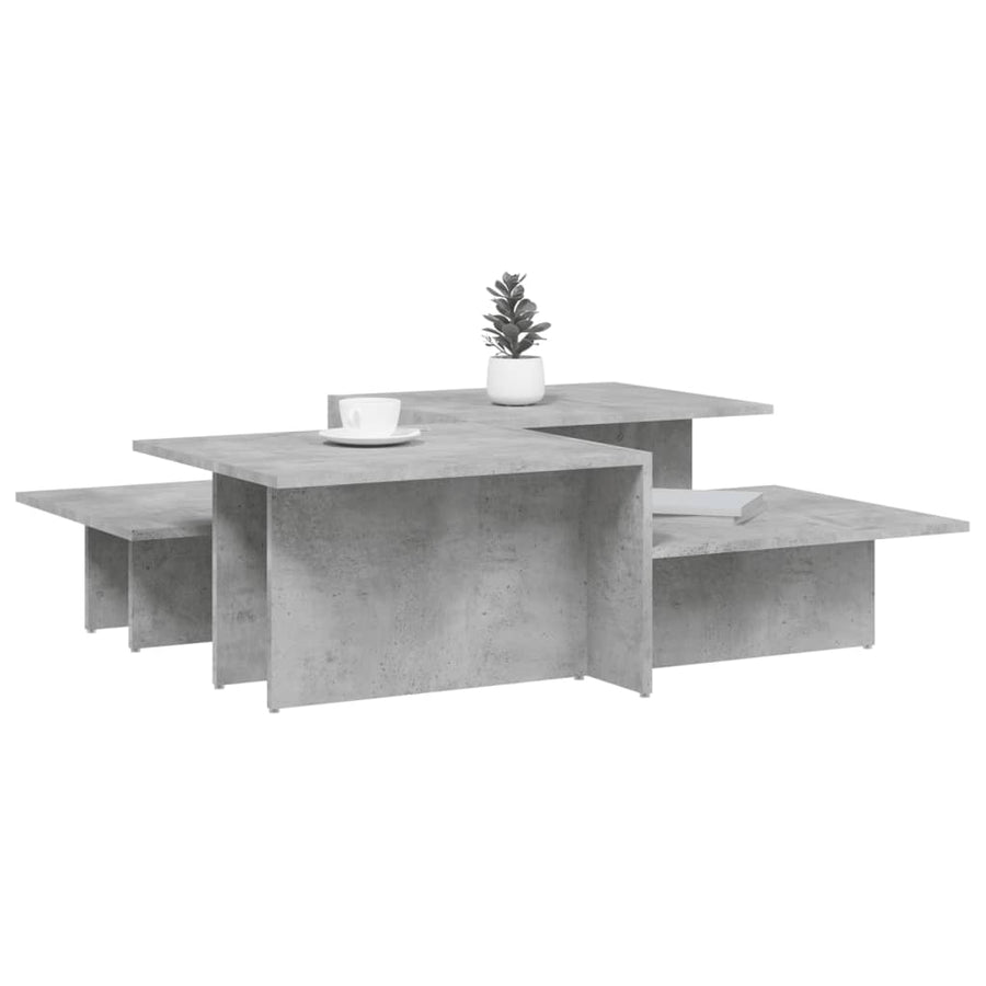 Salontafels 2 st bewerkt hout betongrijs Betongrijs