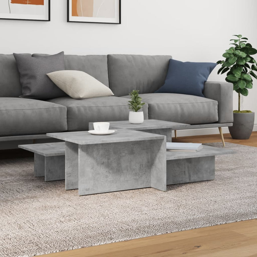 Salontafels 2 st bewerkt hout betongrijs Betongrijs