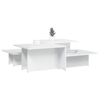 Salontafels 2 st bewerkt hout hoogglans wit Hoogglans wit