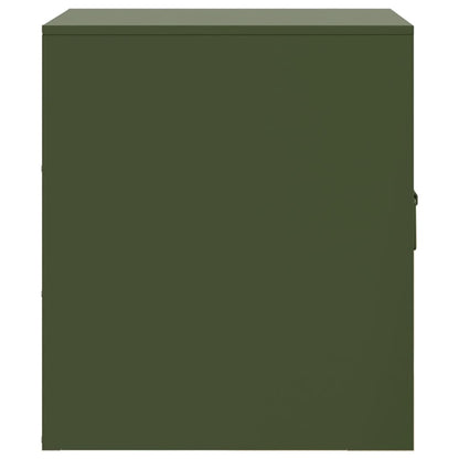 Nachtkastje 34,5x39x44 cm staal olijfgroen