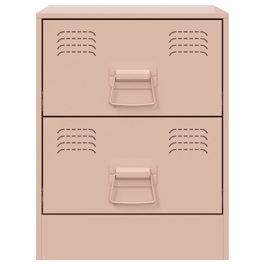 Nachtkastjes 2 st 34,5x39x44 cm staal roze