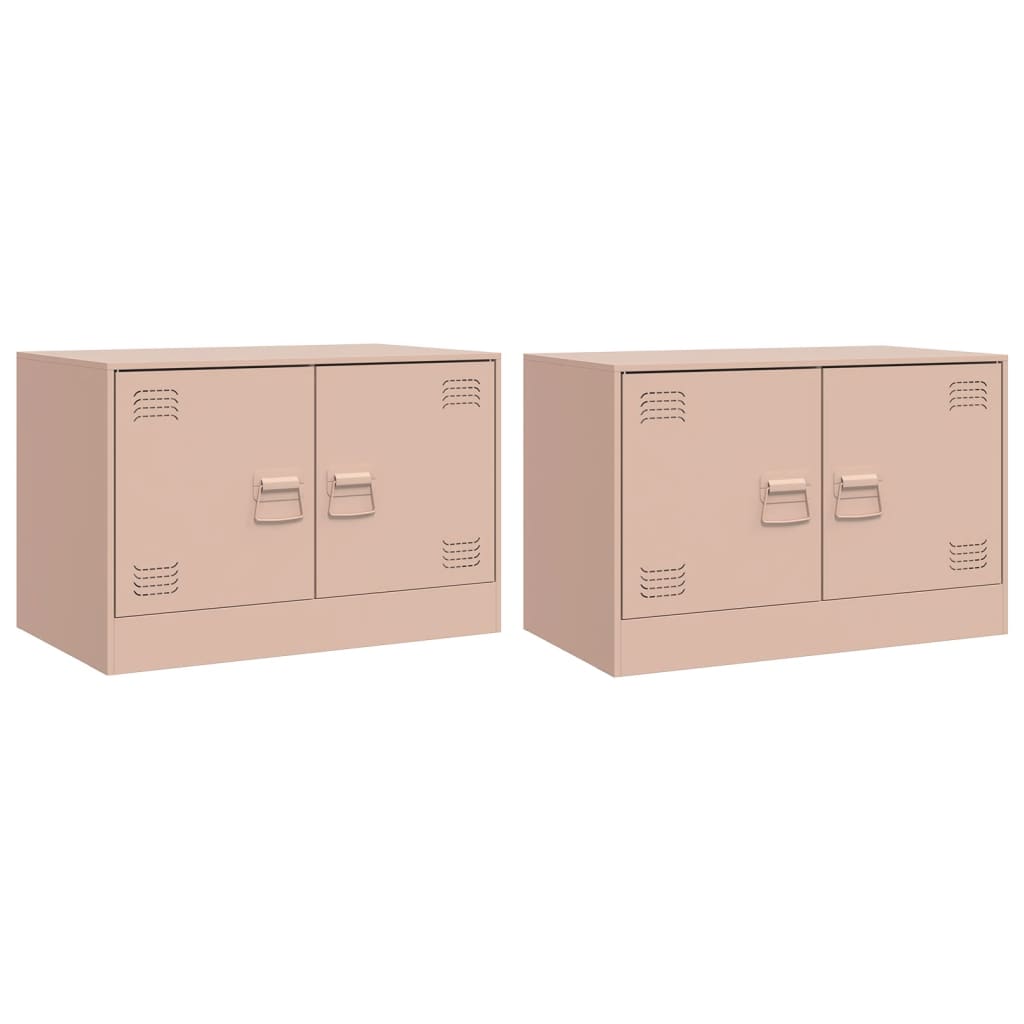 Tv-meubelen 2 st 67x39x44 cm staal roze