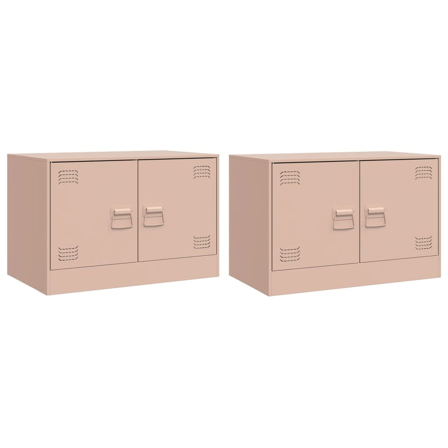 Tv-meubelen 2 st 67x39x44 cm staal roze
