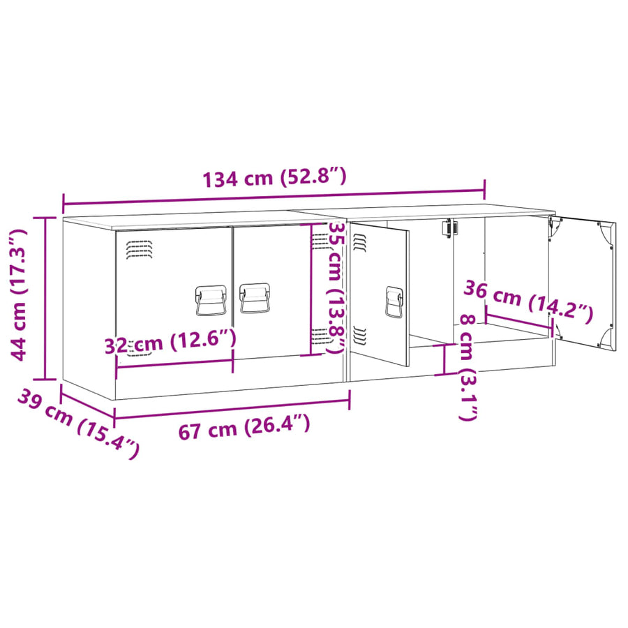Tv-meubelen 2 st 67x39x44 cm staal antracietkleurig