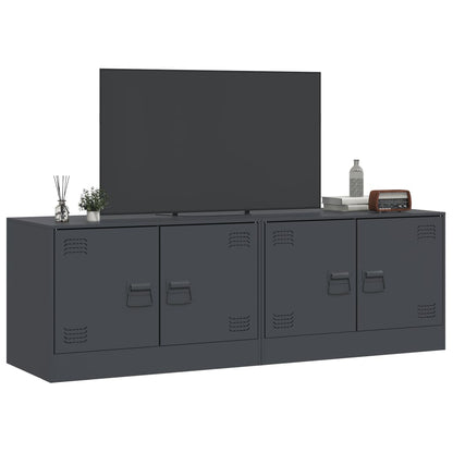 Tv-meubelen 2 st 67x39x44 cm staal antracietkleurig