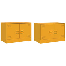 Tv-meubelen 2 st 67x39x44 cm staal mosterdgeel