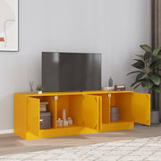 Tv-meubel 67x39x44 cm staal mosterdgeel 2 stuks
