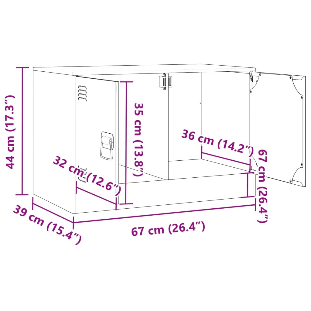 Tv-meubel 67x39x44 cm staal wit