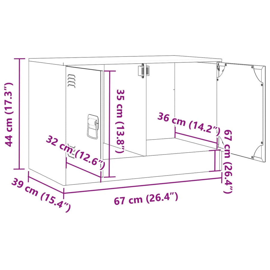 Tv-meubel 67x39x44 cm staal wit