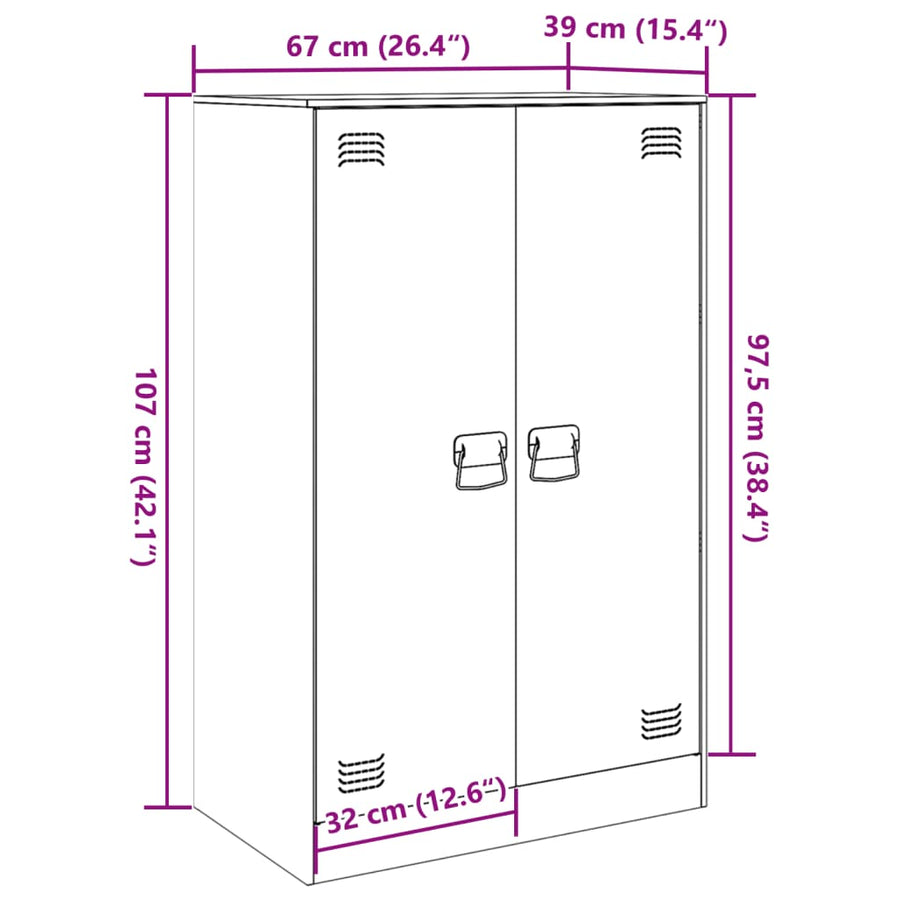 Dressoir 67x39x107 cm staal wit