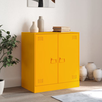 Dressoir 67x39x73 cm staal mosterdgeel