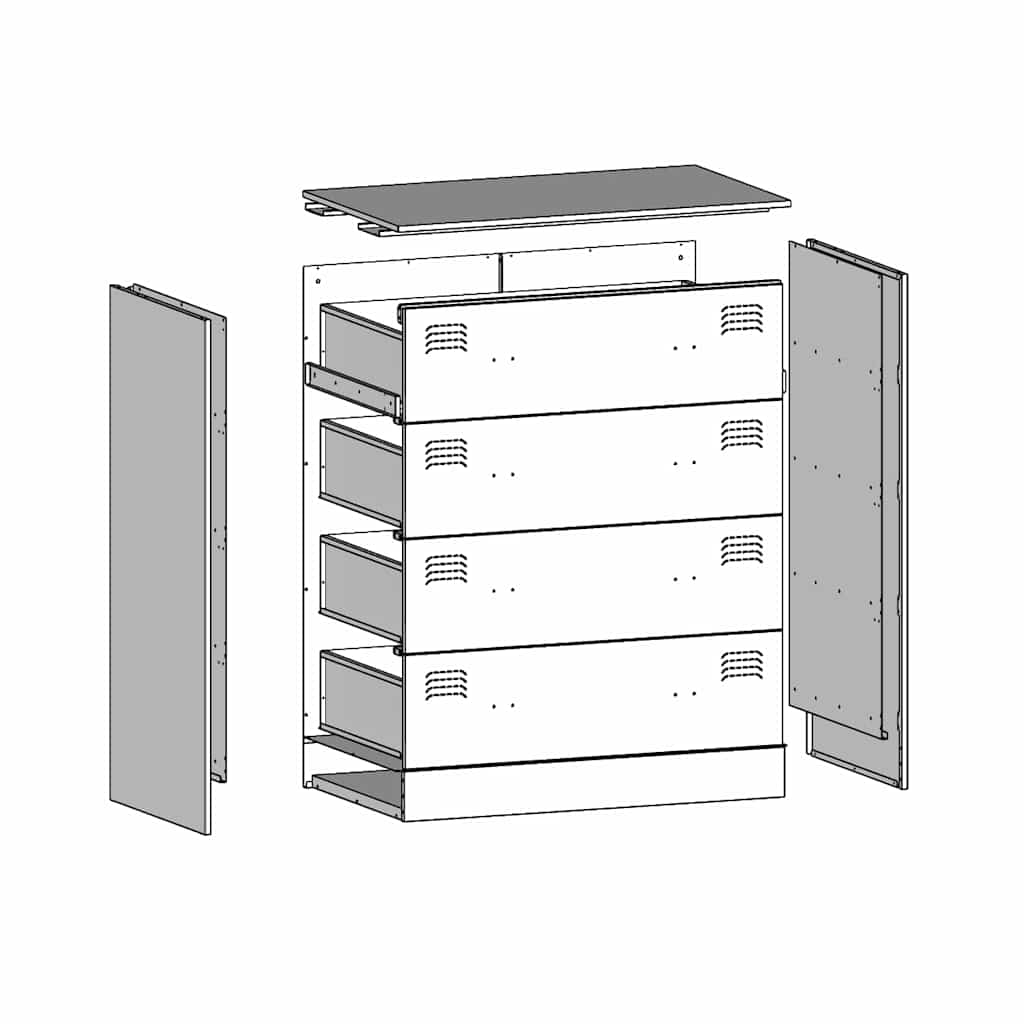 Dressoir 67x39x83 cm staal wit