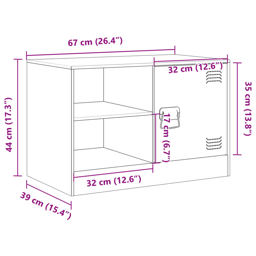 Tv-meubelen 2 st 67x39x44 cm staal zwart