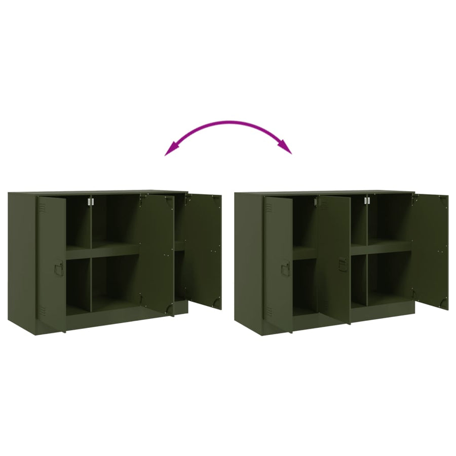 Dressoir 99x39x73 cm staal olijfgroen