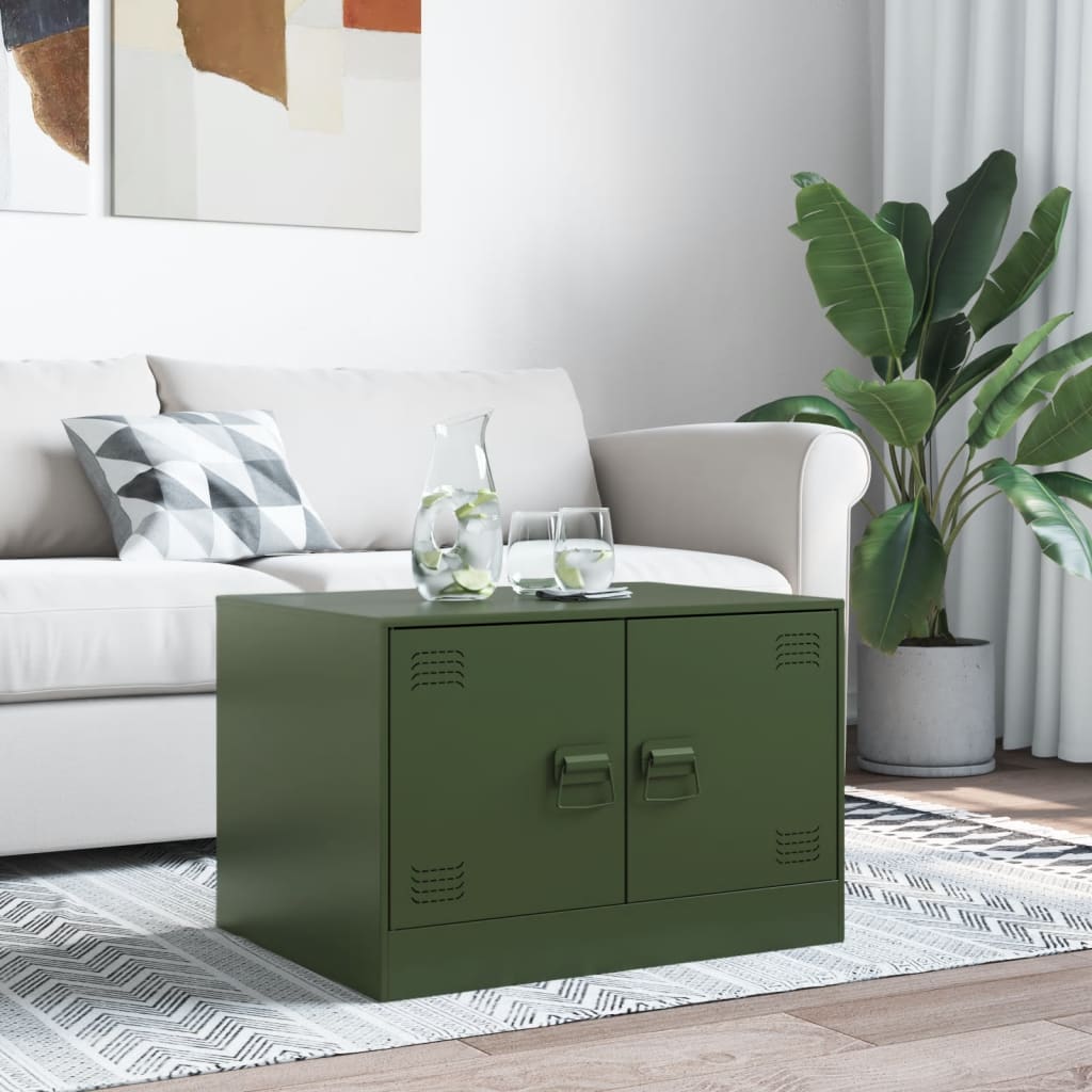 Salontafel 67x50x44 cm staal olijfgroen
