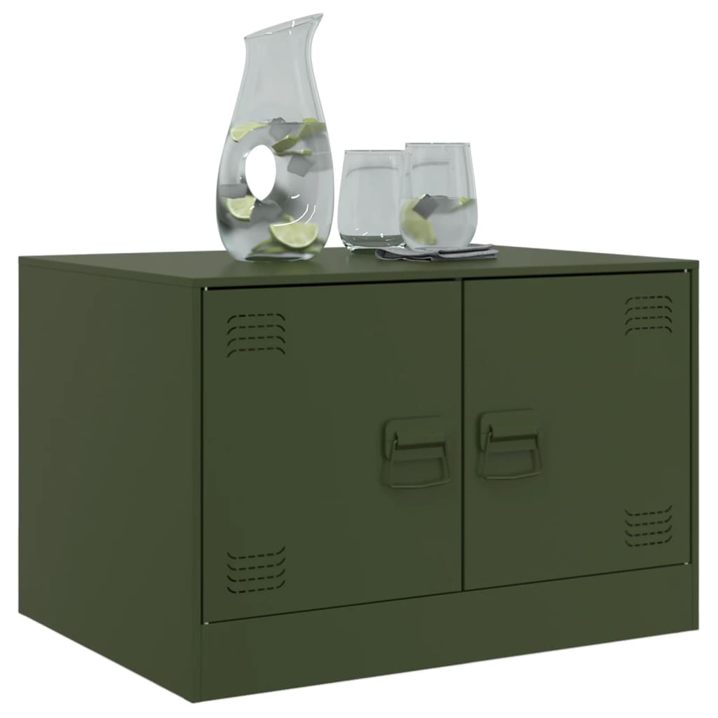 Salontafel 67x50x44 cm staal olijfgroen