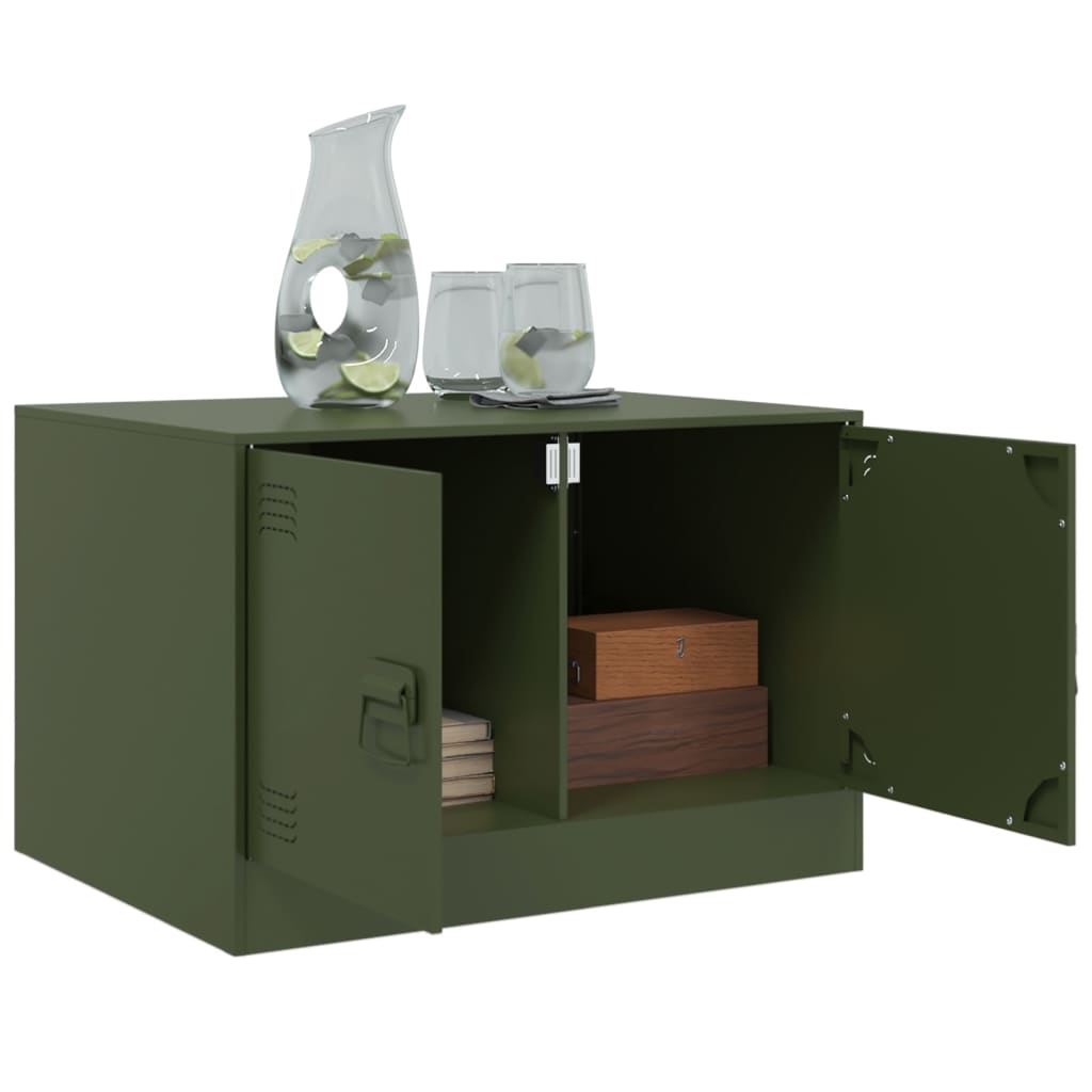 Salontafel 67x50x44 cm staal olijfgroen