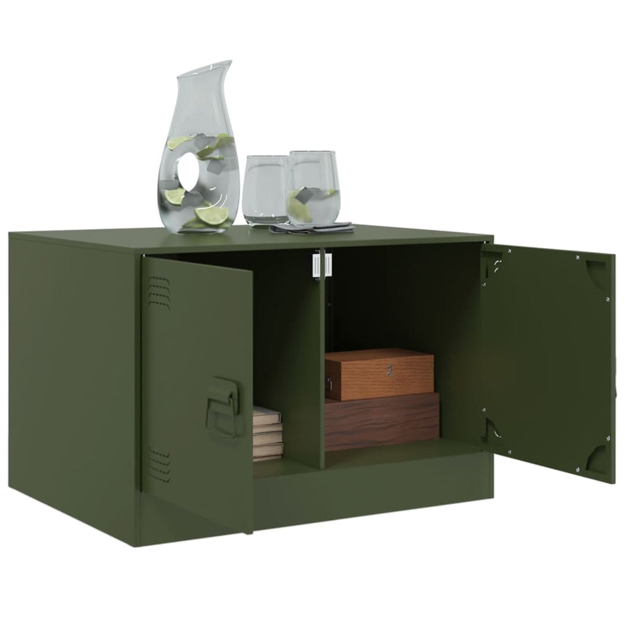 Salontafel 67x50x44 cm staal olijfgroen