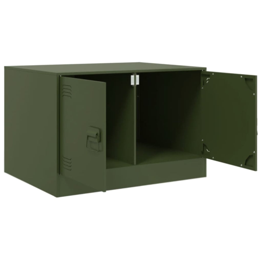Salontafel 67x50x44 cm staal olijfgroen